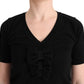 MARGHI LO' Black 100% Lana Wool Blouse Women T-shirt Top