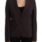 F.IT Brown Long Sleeve Single Breasted Women Jacket Blazer