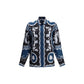 Versace Blue Silk Pattern Shirt