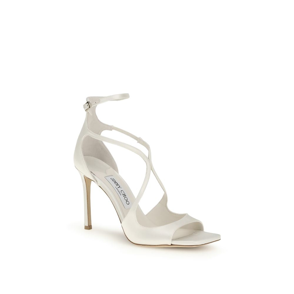 Jimmy Choo White Silk Stiletto Heel Sandals