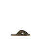 Pedro García Brown Silk Flat Sandals