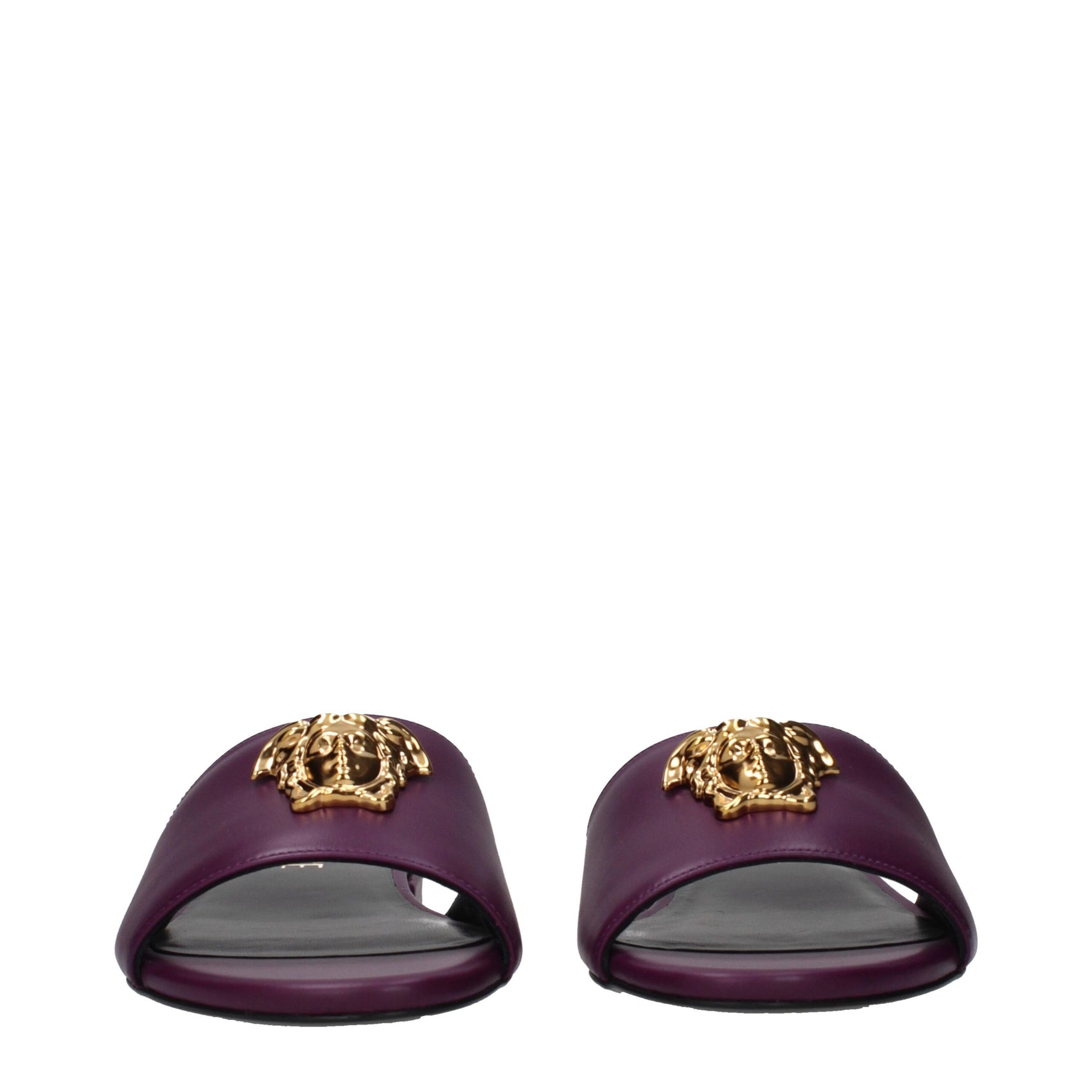 Versace Purple Leather Slippers