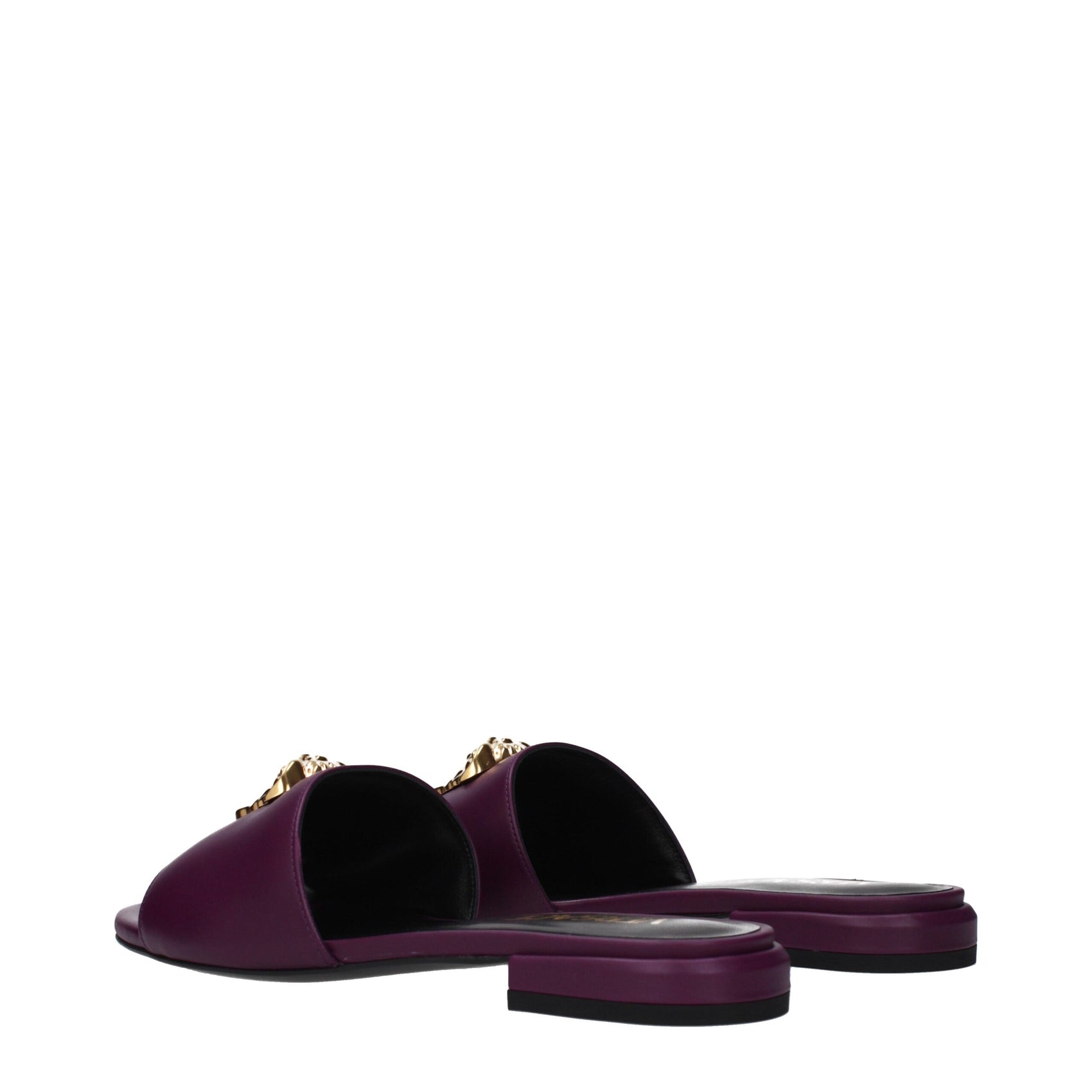 Versace Purple Leather Slippers