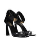 Versace Black Leather Stiletto Heel Sandals