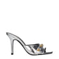 Versace Gray Leather Stiletto Heel Sandals