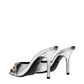 Versace Gray Leather Stiletto Heel Sandals