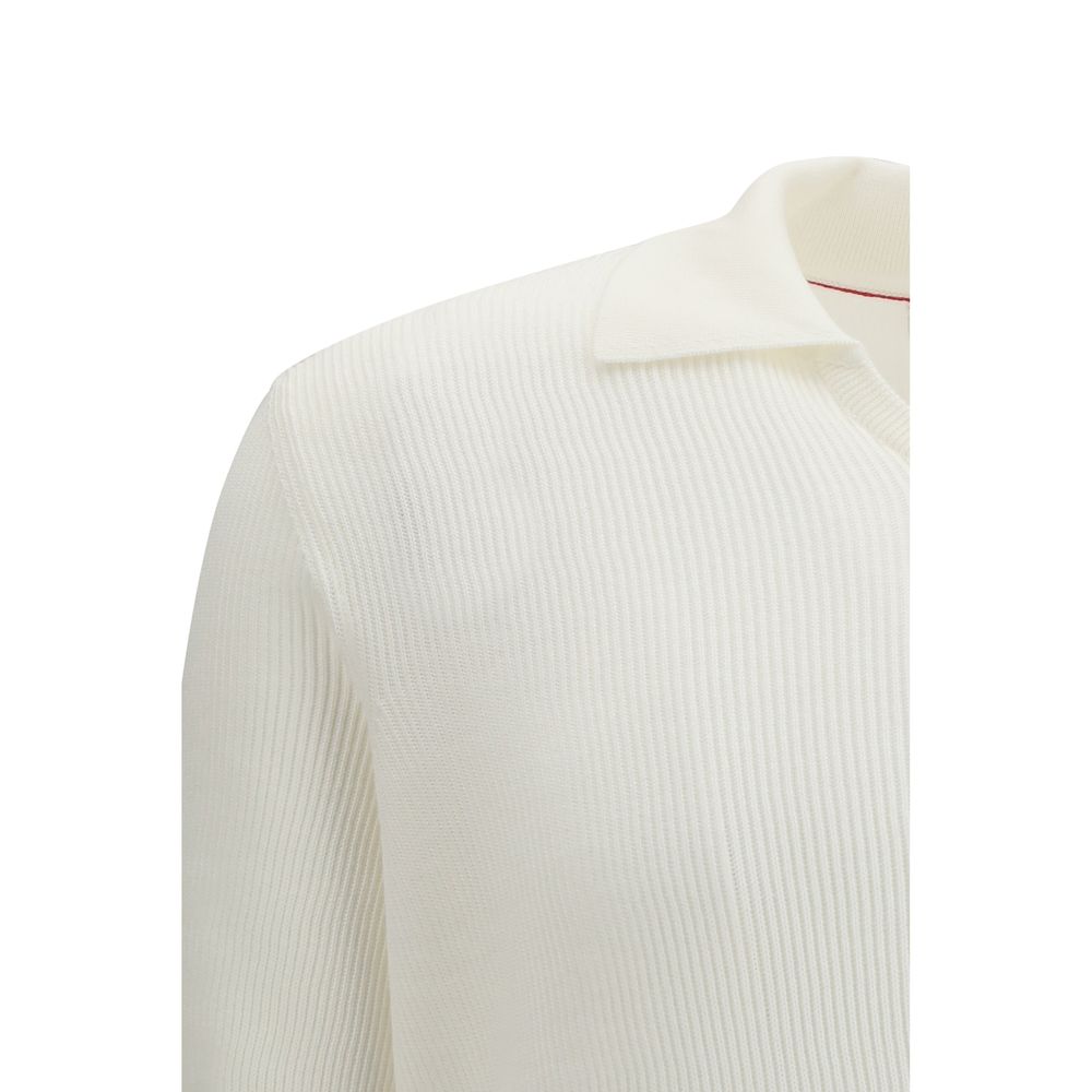Brunello Cucinelli White Cotton Polo Shirt