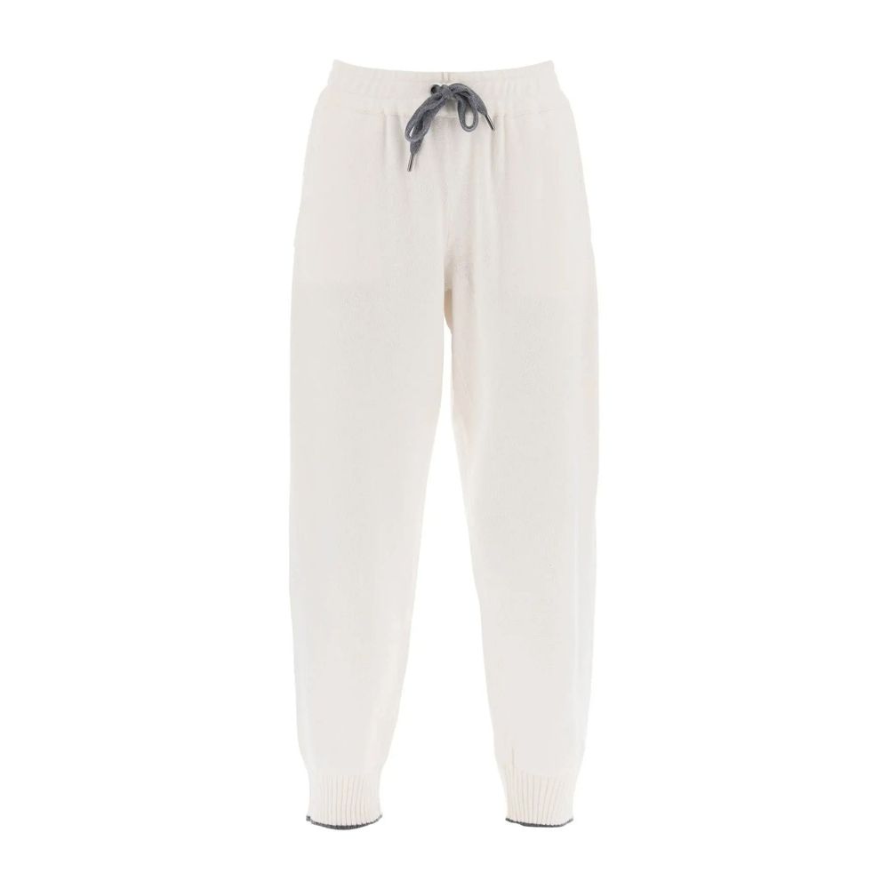Brunello Cucinelli White Cashmere Athletic Pants