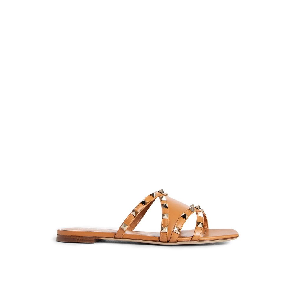 Valentino Garavani Brown Calfskin Flat Sandals