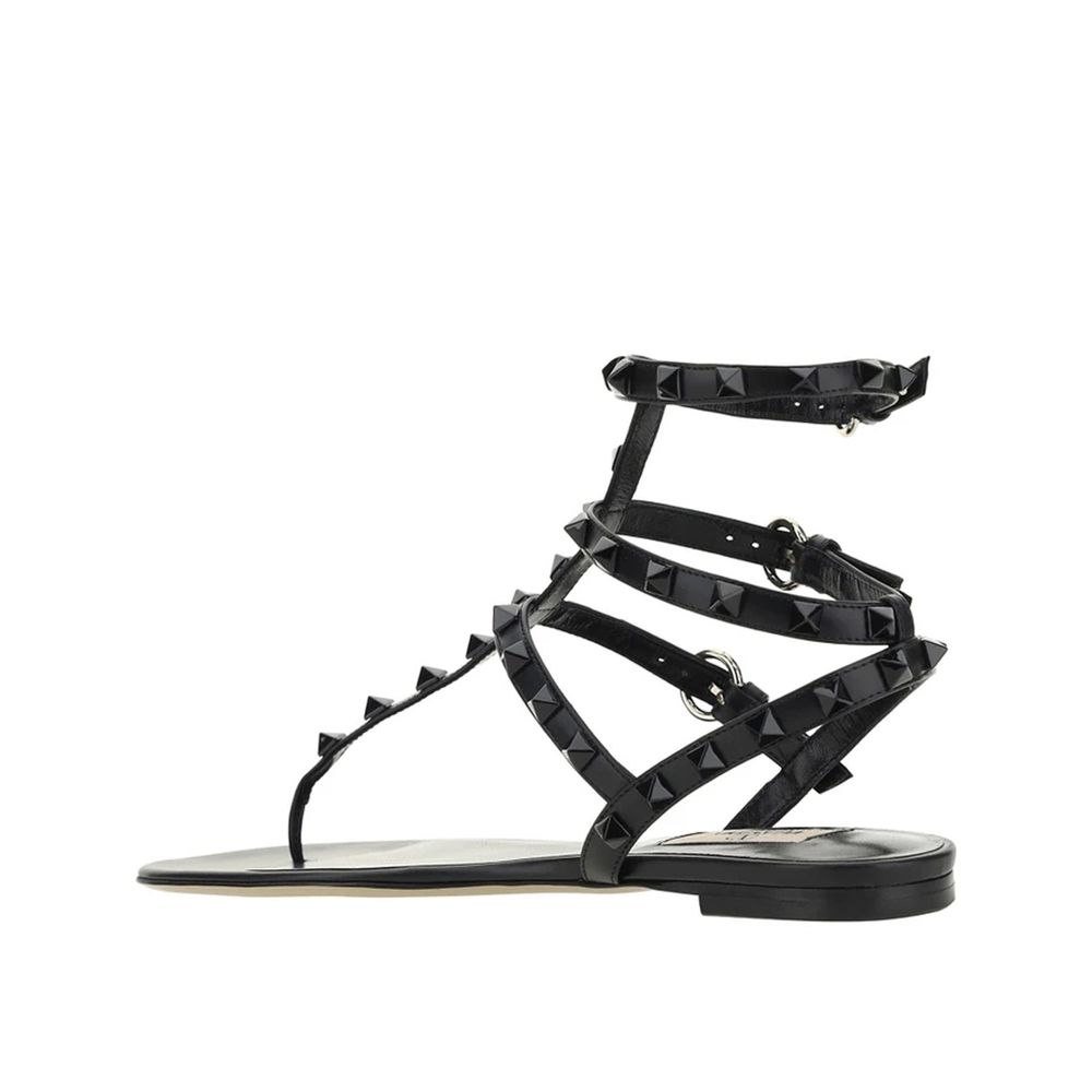 Valentino Garavani Black Calfskin Strap-On Sandals