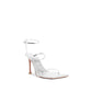 Amina Muaddi Silver Calfskin Stiletto Heel Sandals