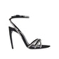 Saint Laurent Black Silk Stiletto Heel Sandals