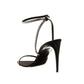 Saint Laurent Black Silk Stiletto Heel Sandals