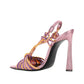 Saint Laurent Multicolor Calfskin Stiletto Heel Sandals