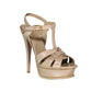 Saint Laurent Beige Calfskin Platform Sandals