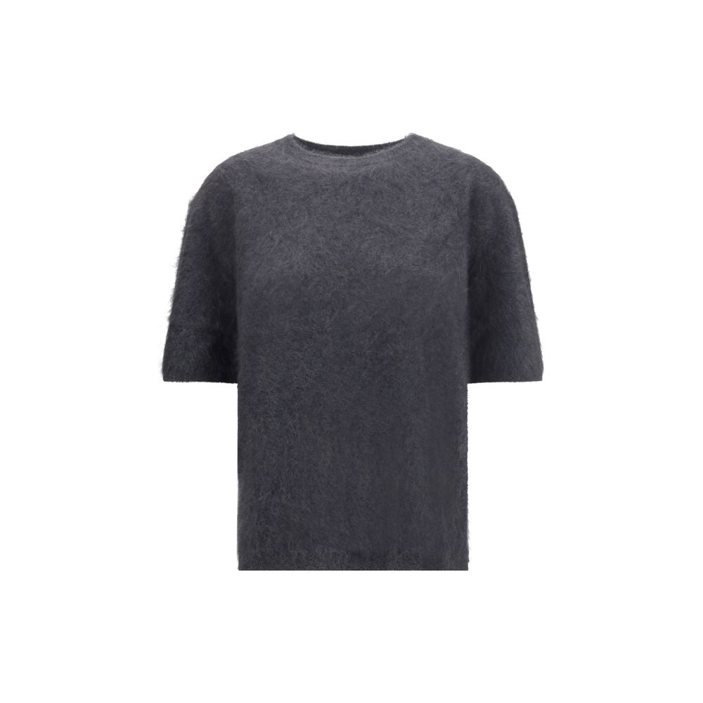 Lisa Yang Grey Cashmere Short Sleeve Sweater