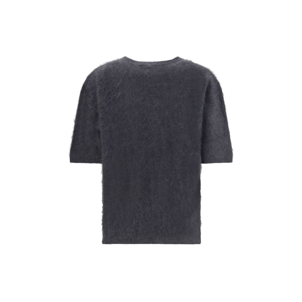 Lisa Yang Grey Cashmere Short Sleeve Sweater