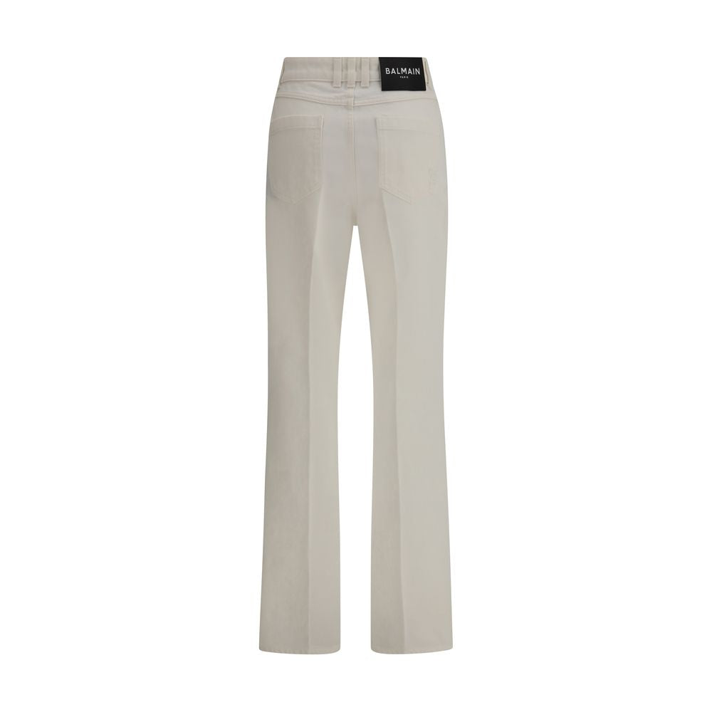 Balmain White Cotton Straight-Leg Jeans