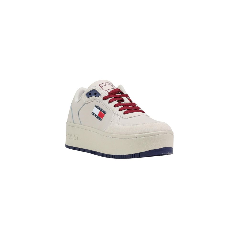 Tommy Hilfiger Jeans Beige Leather Platform Sneakers