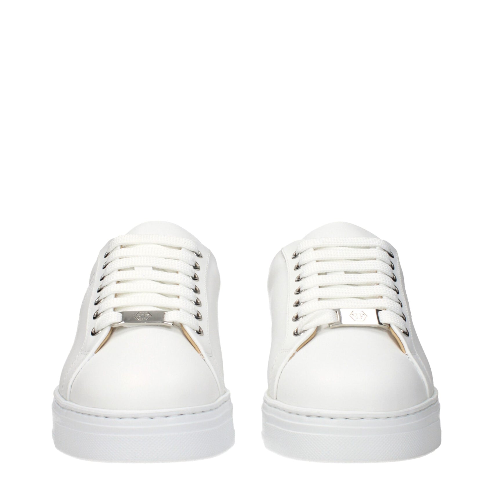 Philipp Plein White Leather Low Top Sneakers