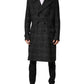 Dolce & Gabbana Grey Double Breasted Plaid Wool Coat Jacket