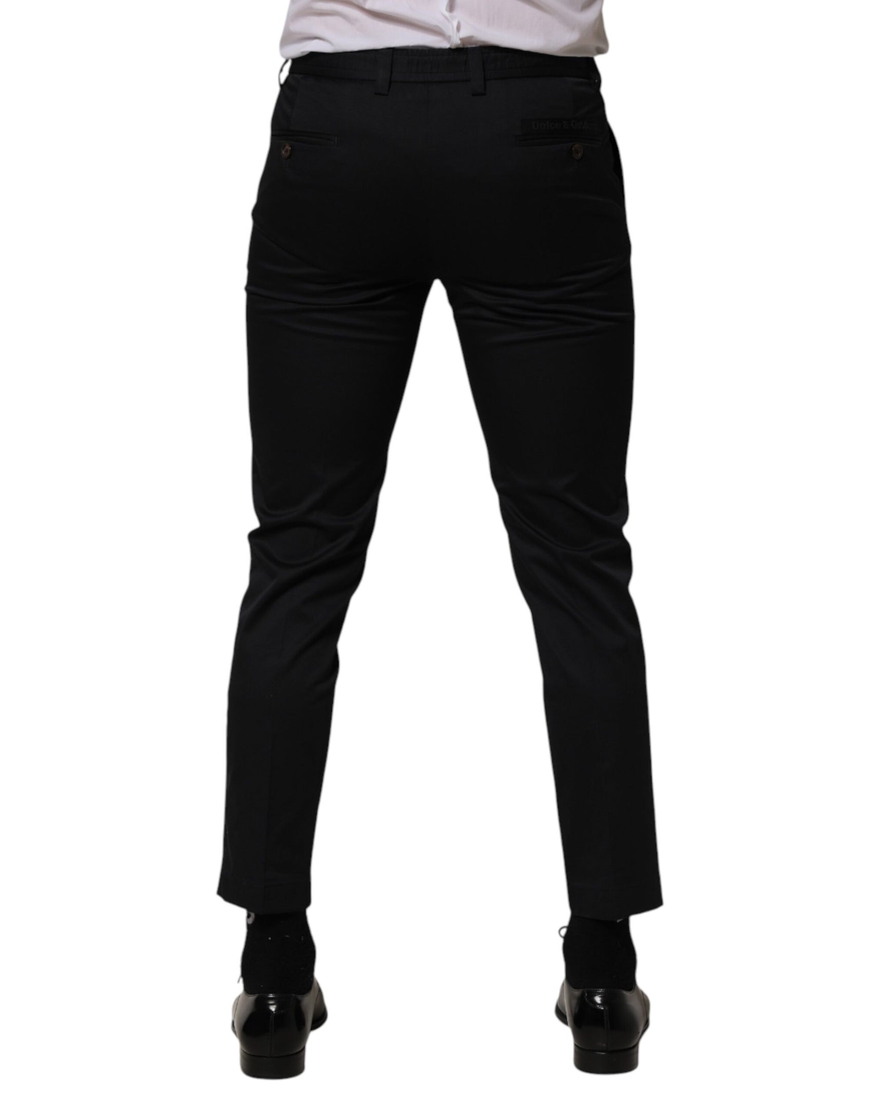 Dolce & Gabbana Dark Blue Cotton Skinny Dress Trouser Pants