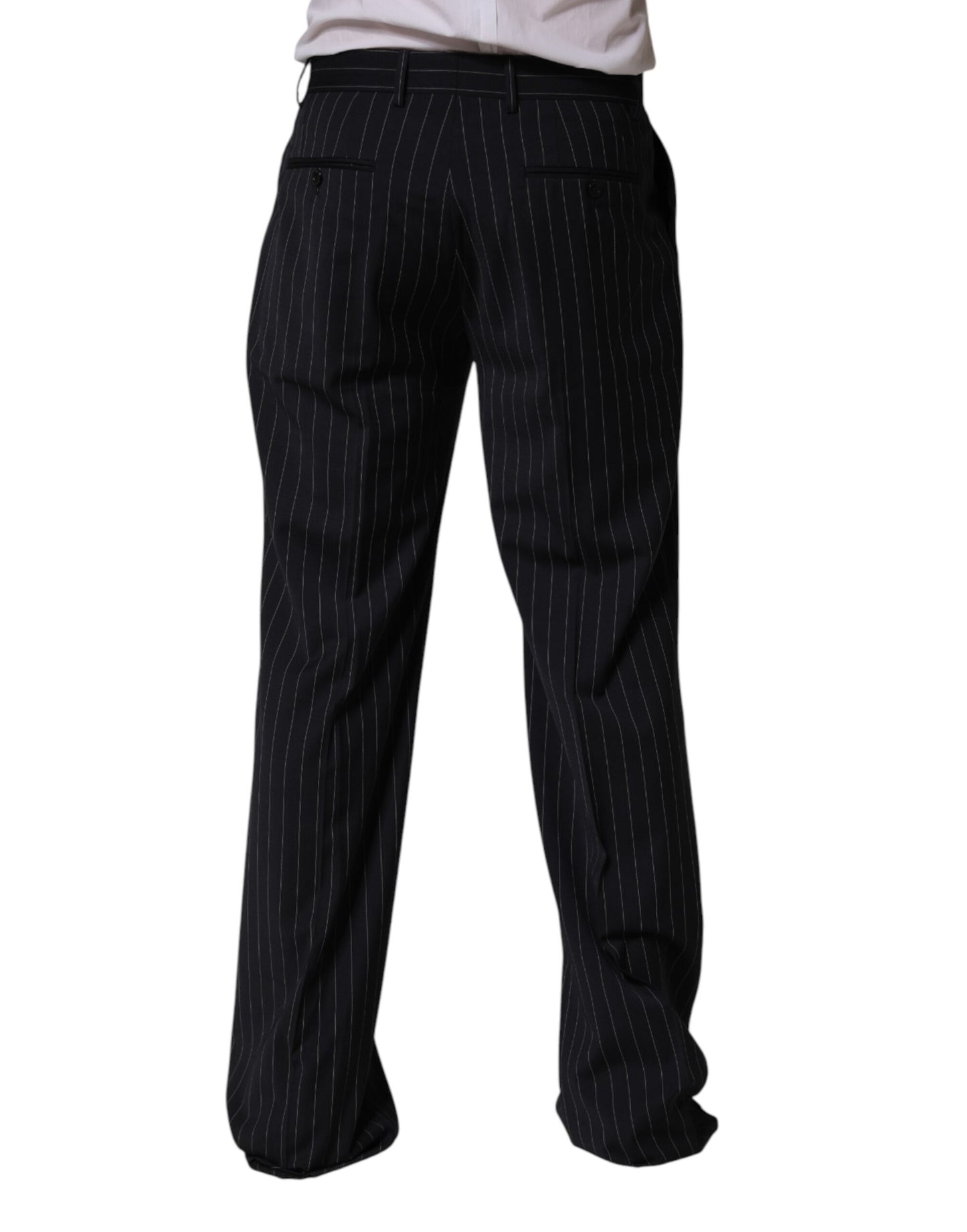 Dolce & Gabbana Black Stripe Straight Men Dress Trouser Pants