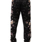 Dolce & Gabbana Black Floral Straight-Leg Chino Trouser Pants