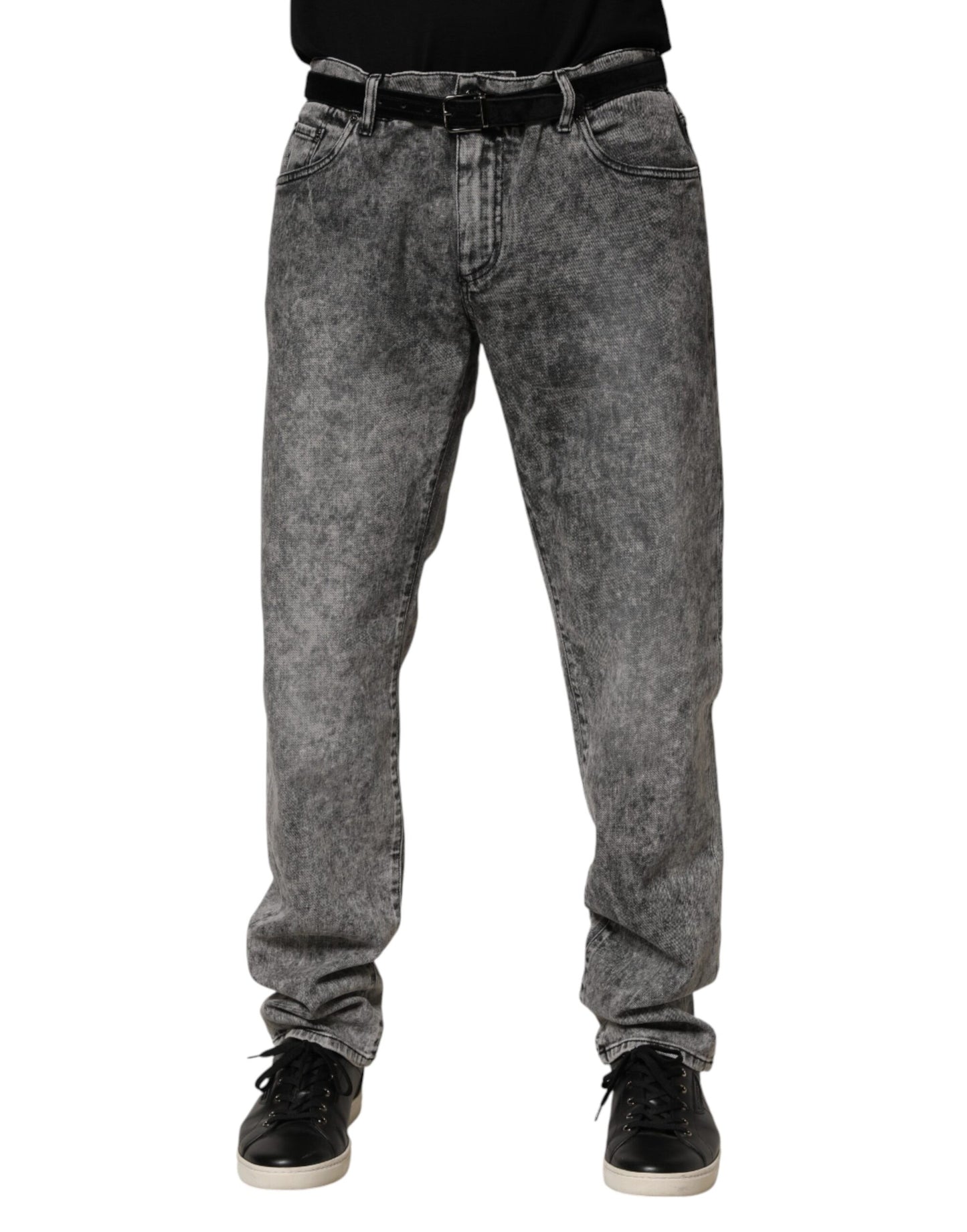 Dolce & Gabbana Gray Cotton Straight Leg Denim Trouser Jeans