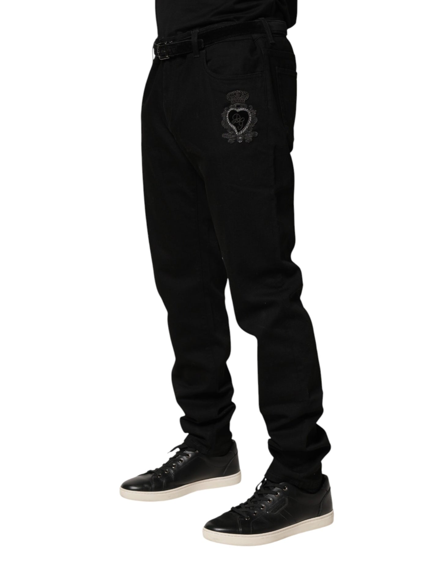 Dolce & Gabbana Black Sacred Heart Skinny Men Denim Jeans