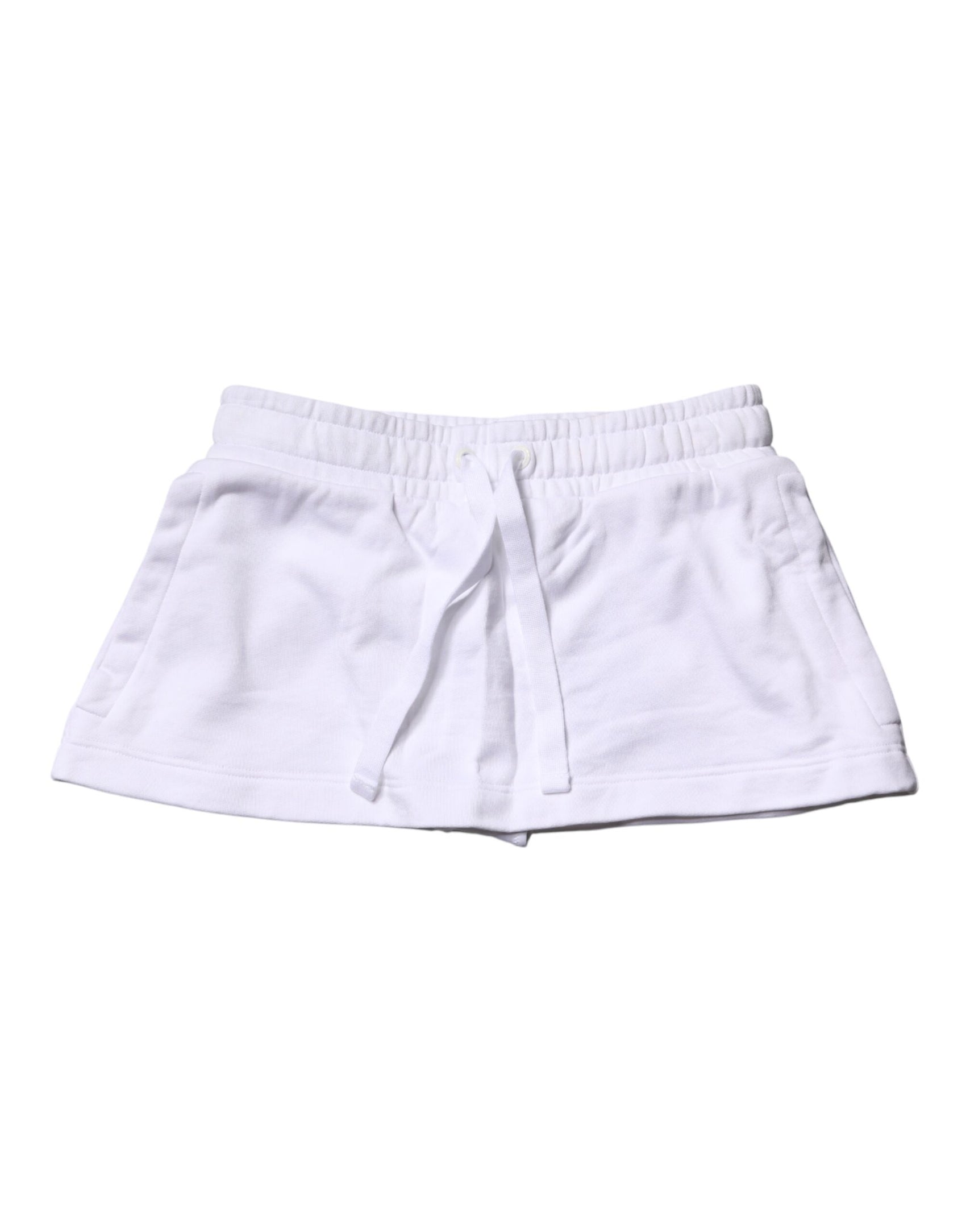 Dolce & Gabbana White Cotton Blend Mid Waist A-line Mini Skirt
