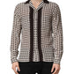 Dolce & Gabbana White Black Polka Dot Silk Men Casual Shirt