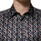 Dolce & Gabbana Multicolor Patterned Collared GOLD Men Dress Shirt