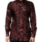 Dolce & Gabbana Bordeaux Patterned Collared Men Dress Shirt