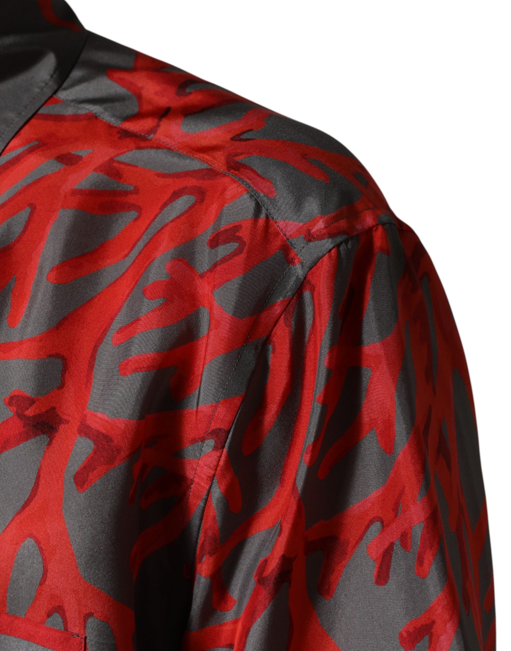 Dolce & Gabbana Gray Red Corals Short Sleeves Casual Shirt