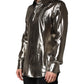Dolce & Gabbana Silver Silk GOLD Collared Dress Formal Shirt