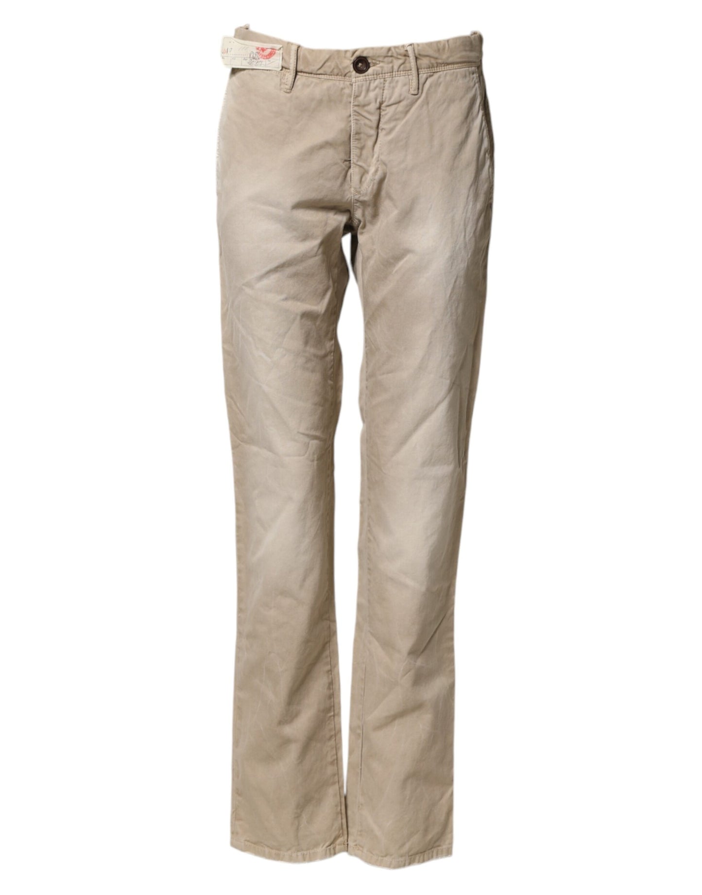 Incotex Beige Mid Waist Straight Women Casual Chino Trouser Pants