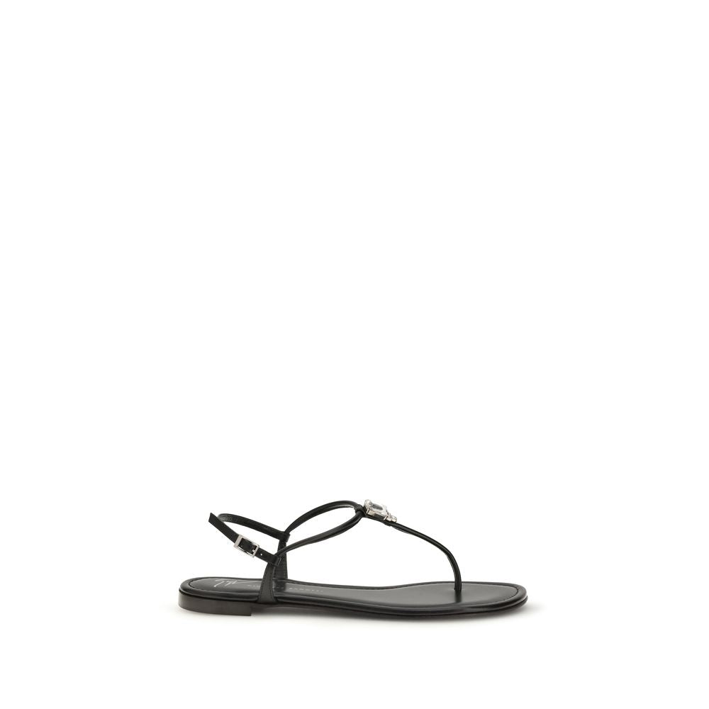 Giuseppe Zanotti Black Calf Leather Bos Taurus Sandals