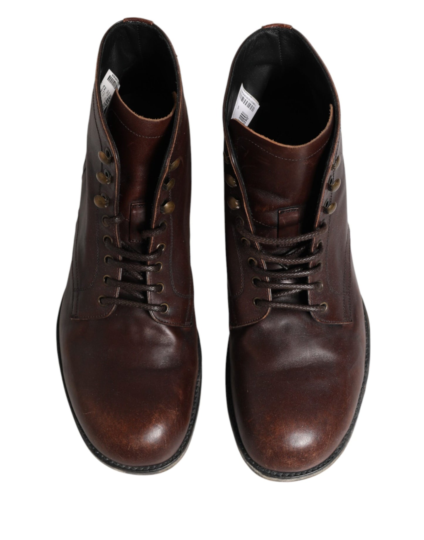 Dolce & Gabbana Brown Lace Up Short Ankle Boots Men Shoes