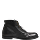 Dolce & Gabbana Black Lace Up Short Ankle Boots Men Shoes