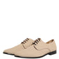 Dolce & Gabbana Beige Canvas Derby Lace Up Dress Men Shoes