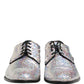 Dolce & Gabbana Silver Sequined Lace Up Men Derby Dress Shoes