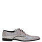 Dolce & Gabbana Silver Sequined Lace Up Men Derby Dress Shoes