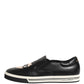 Dolce & Gabbana Black Leather Signature Figures Sneakers Shoes