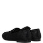 Dolce & Gabbana Black Velvet Slip On Loafers Formal Men Shoes