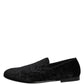 Dolce & Gabbana Black Velvet Slip On Loafers Formal Men Shoes