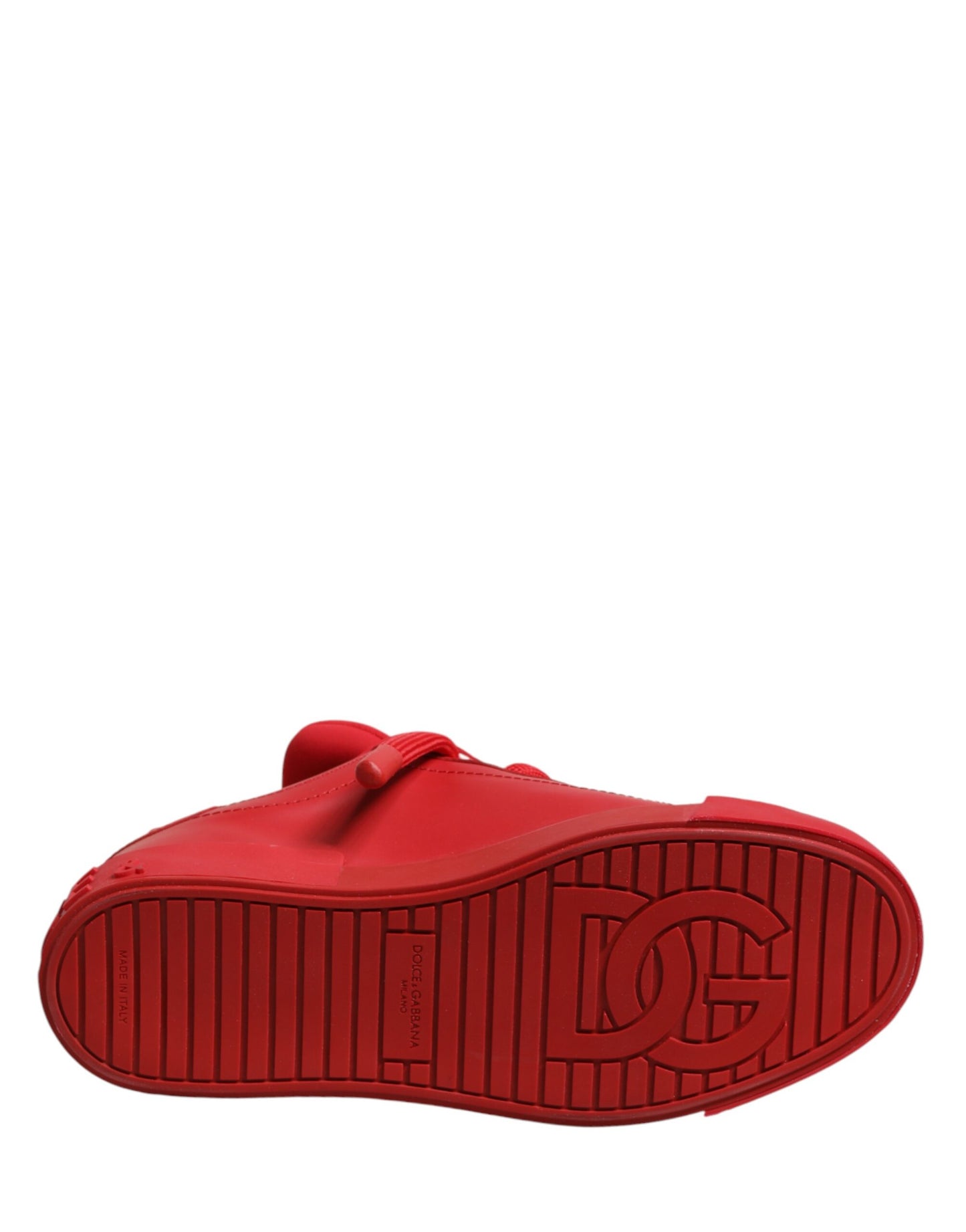Dolce & Gabbana Red Leather Lace Up Low Top Sneakers Shoes