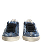 Dolce & Gabbana Blue Distressed Denim Low Top Sneakers Shoes