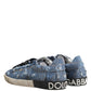 Dolce & Gabbana Blue Distressed Denim Low Top Sneakers Shoes