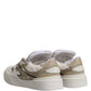Dolce & Gabbana White Beige Faux Shearling Low Top Sneakers Shoes